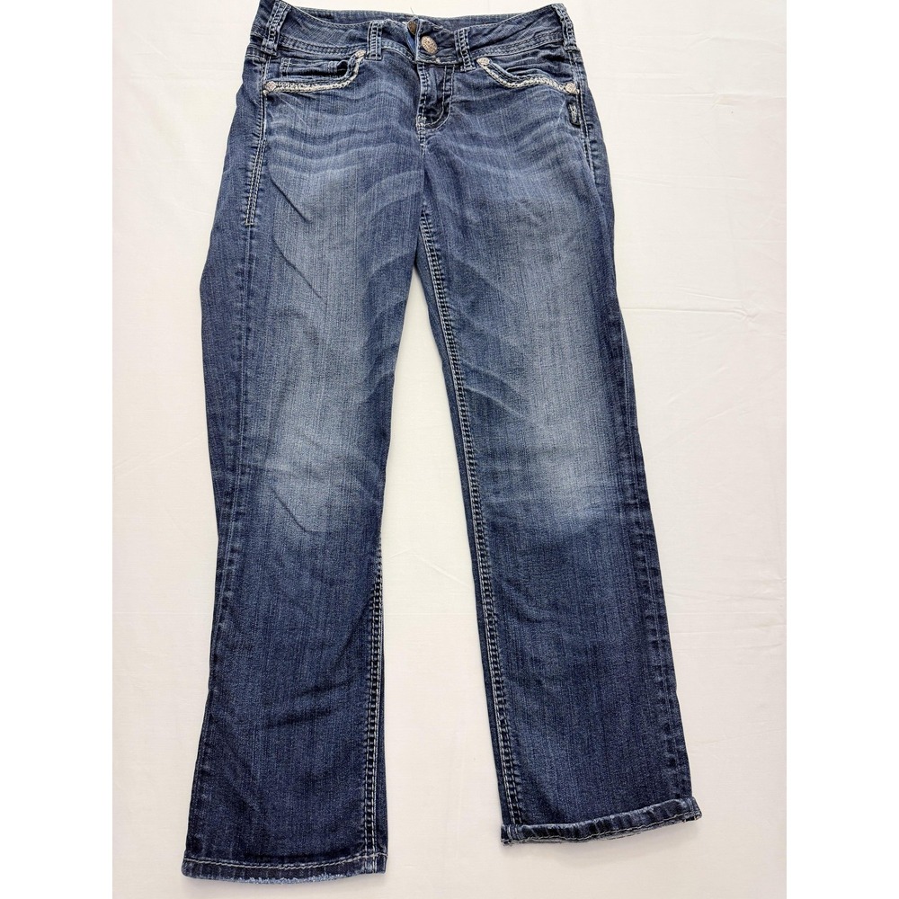 Silver Jeans Co Suki Mid Capri Jeans Womens 26 Blue Wash Mid Rise 26x23 Denim